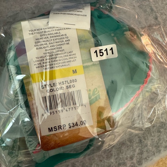 Hobie Bikini Top Green With Colorful Trim - Picture 5 of 7